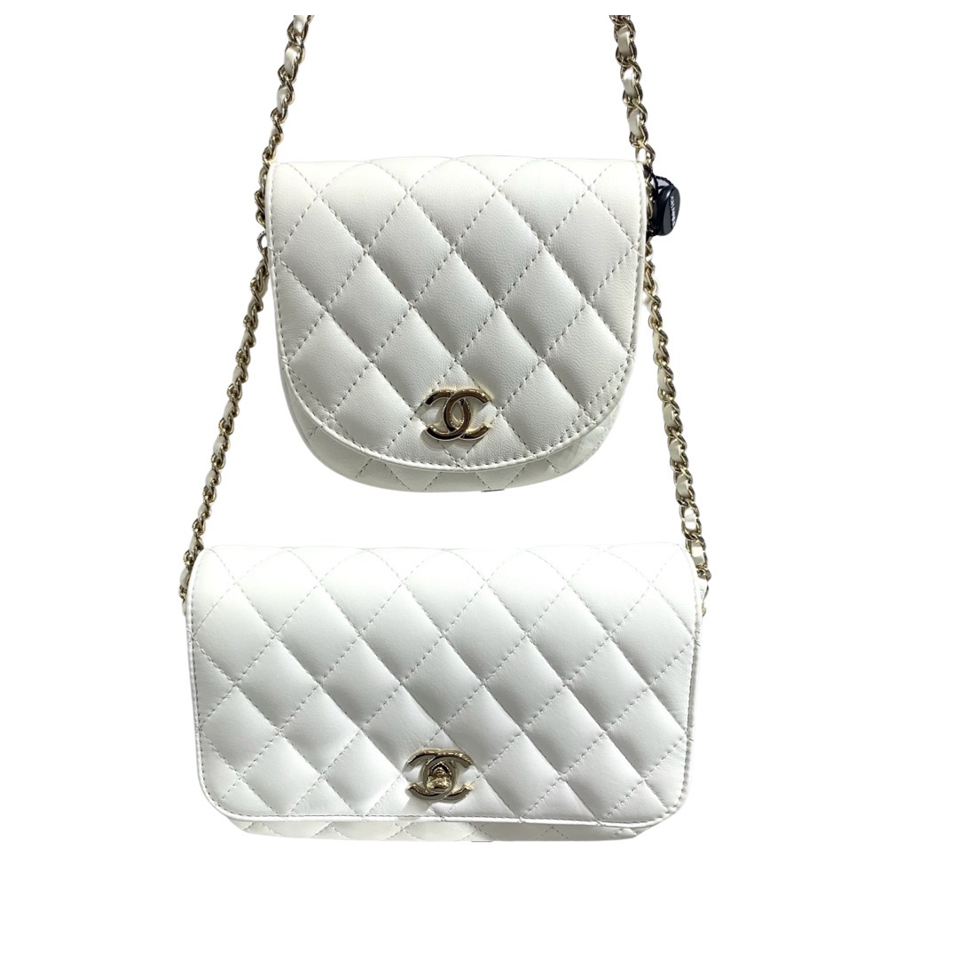 Chanel white double crossbody bag
