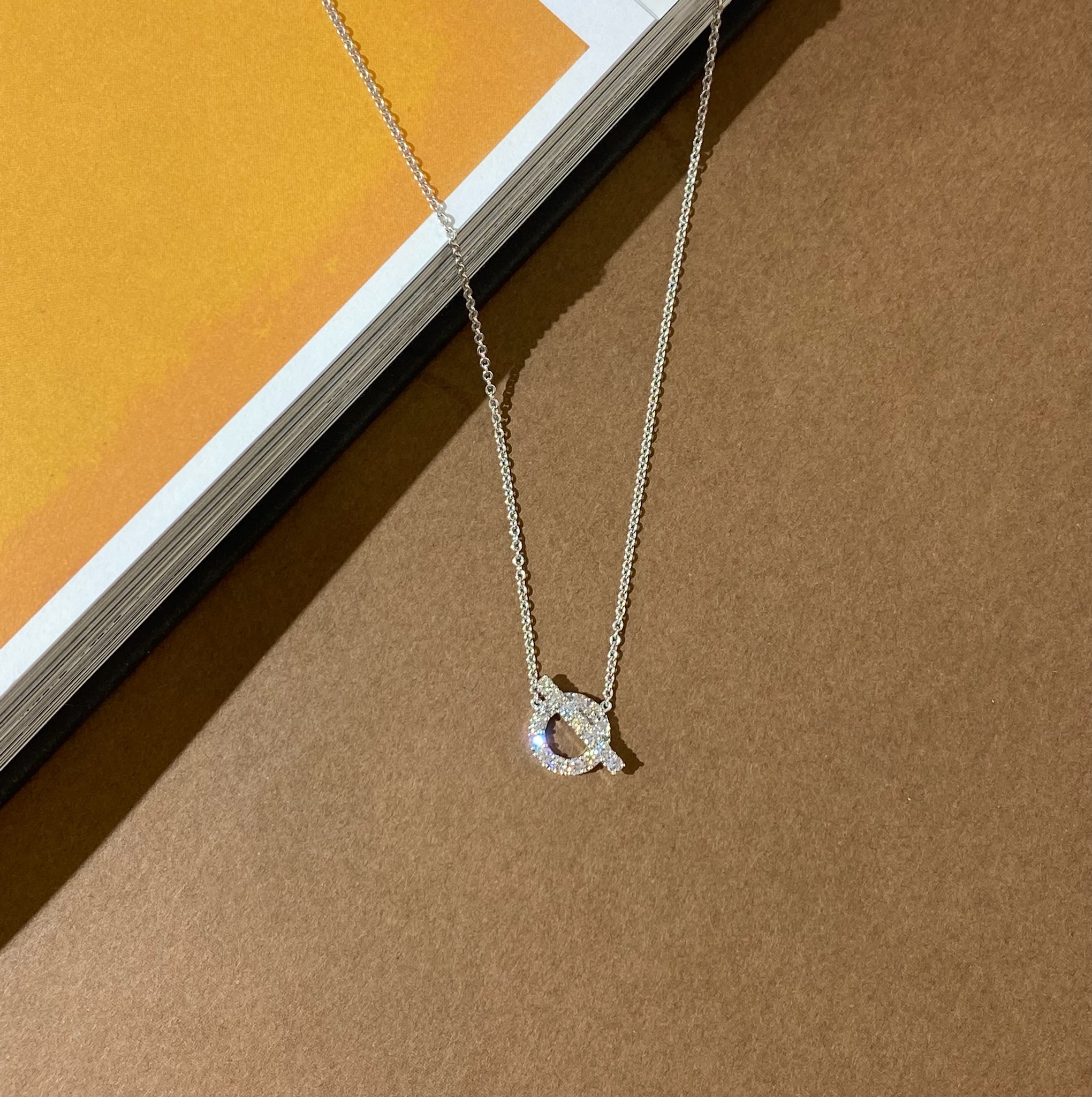 HERMES 18K Rose Gold Diamond Finesse Pendant Necklace 1324144 | FASHIONPHILE