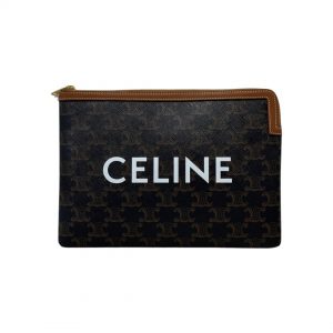 Celine Navy Blue/Brown Triomphe Canvas And Leather Mini Besace